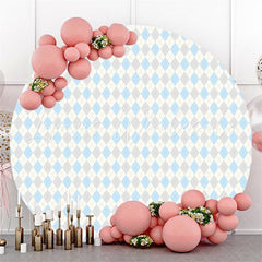 Lofaris Blue And Grey Pattern Round Birthday Party Backdrop