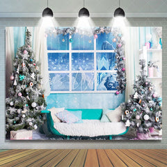 Lofaris Blue And White Snowy Winter Merry Christmas Backdrop