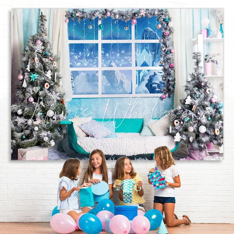 Lofaris Blue And White Snowy Winter Merry Christmas Backdrop