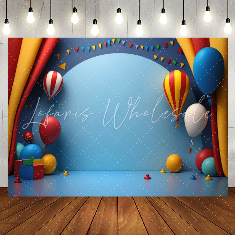 Lofaris Blue Balloons Curtain 1st Birthday Backdrop For Kits