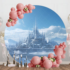Lofaris Blue Castle Iceland Cloud Round Birthday Backdrop