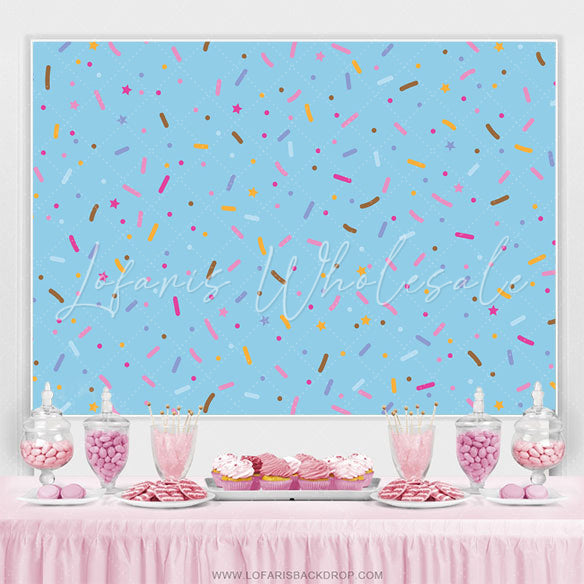 Lofaris Blue Colored Candy Bits Simple Happy Birthday Backdrop