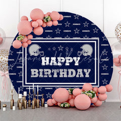 Lofaris Blue Cowboys Star Happy Birthday Round Backdrop
