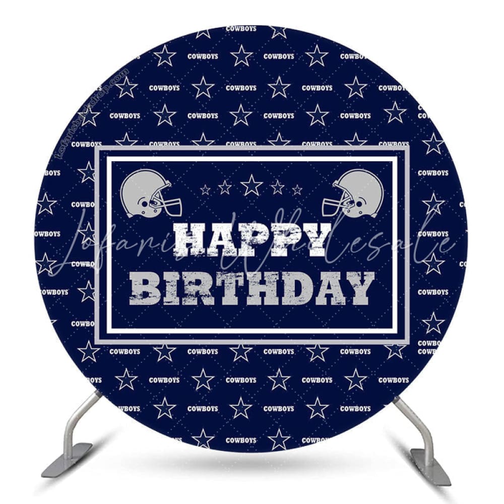 Lofaris Blue Cowboys Star Happy Birthday Round Backdrop