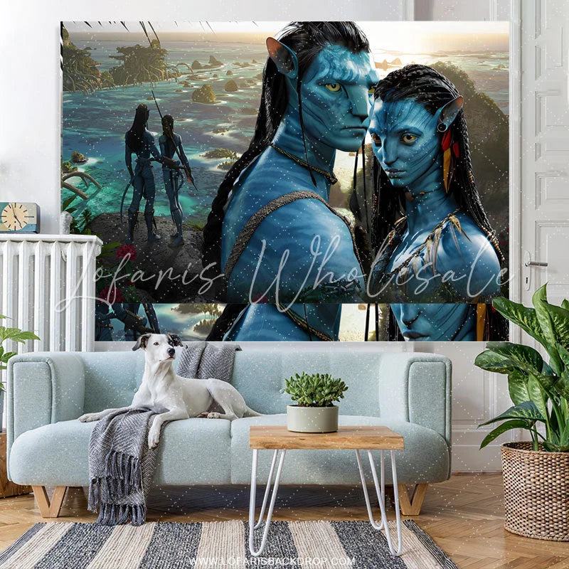 Lofaris Blue Fairy Tale Couple Disney Birthday Backdrop