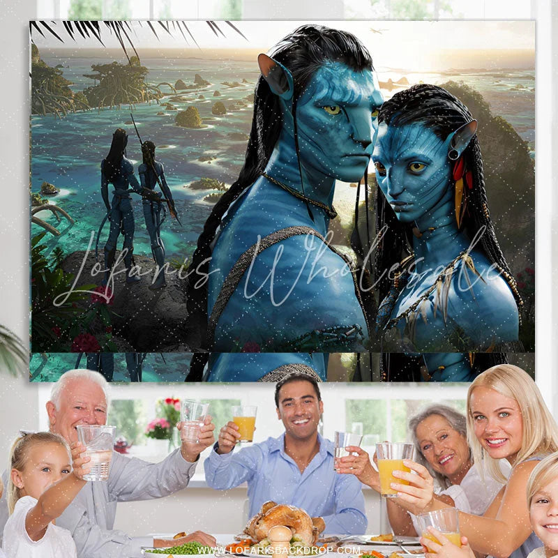 Lofaris Blue Fairy Tale Couple Disney Birthday Backdrop