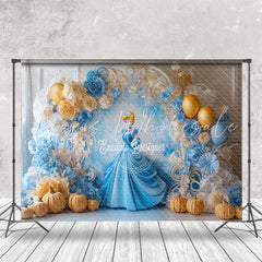 Blue Floral Pumpkin Cinderella Cake Smash Backdrop