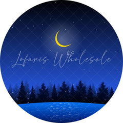 Lofaris Blue Night Sky And Moon Round Backdrop For Birthday