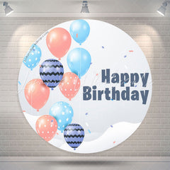 Lofaris Blue Pink Balloon Birthday Party Round Backdrop