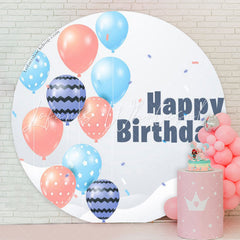 Lofaris Blue Pink Balloon Birthday Party Round Backdrop