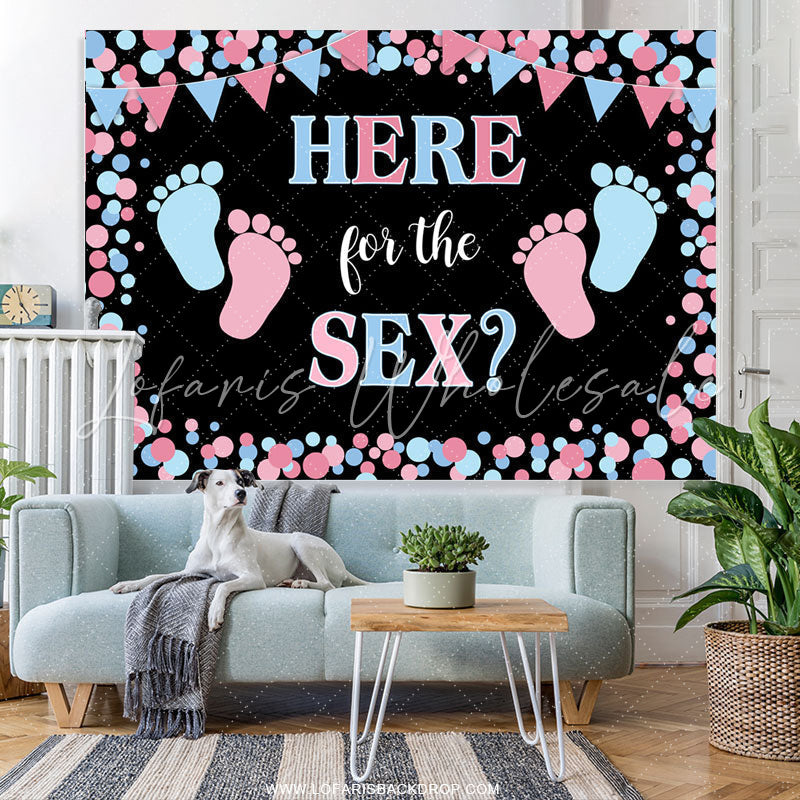 Lofaris Blue Pink Feet And Flags Backdrop Banner For Baby Shower