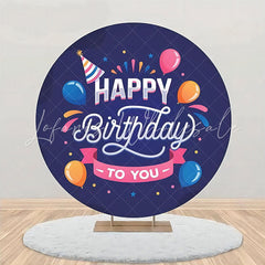 Lofaris Blue Pink Orange Balloon Dot Round Birthday Backdrop