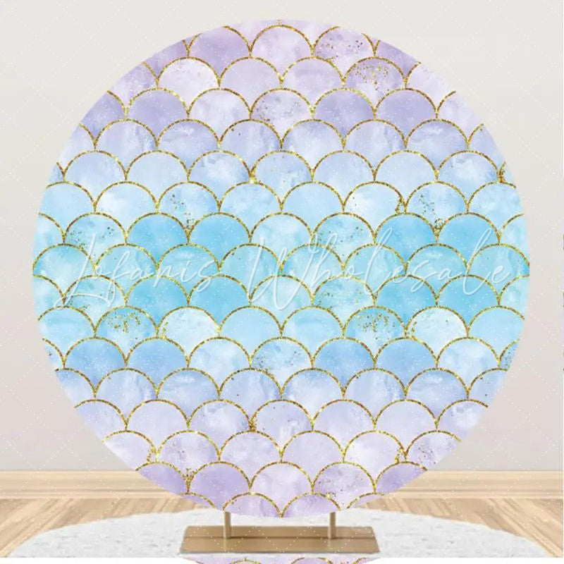 Lofaris Blue Purple Gradient Mermaid Scale Circle Backdrop