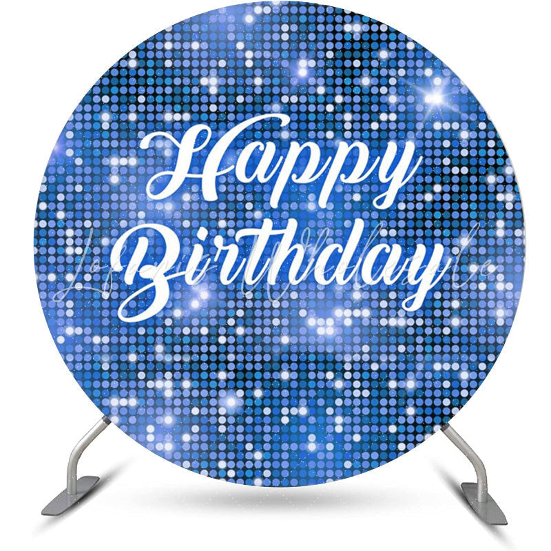 Lofaris Blue Sequin Bokeh Sparkling Round Birthday Backdrop