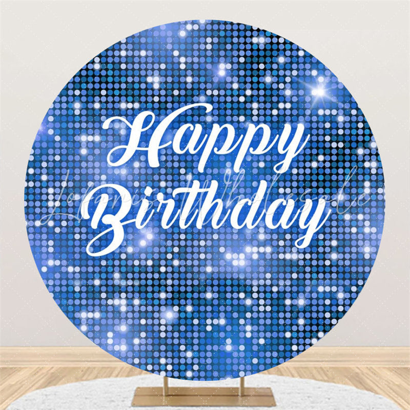 Lofaris Blue Sequin Bokeh Sparkling Round Birthday Backdrop