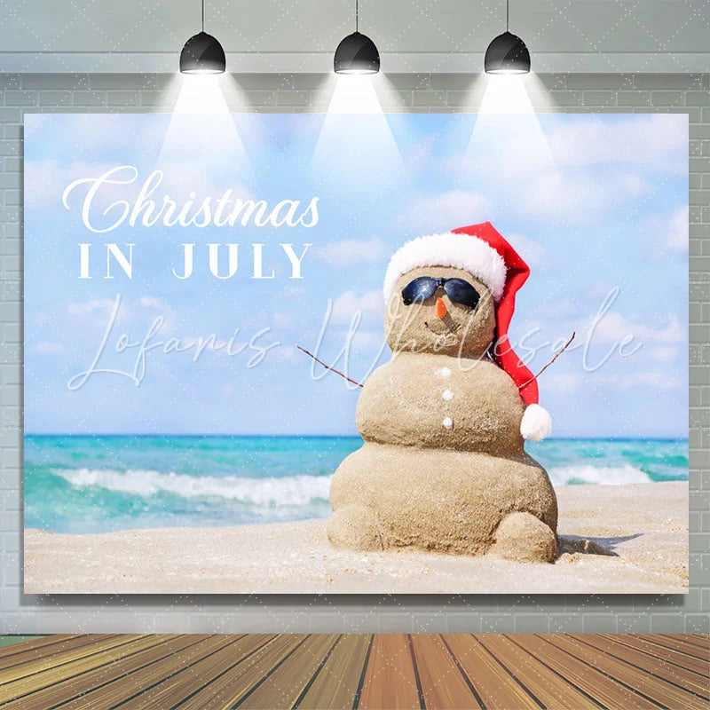 Lofaris Blue Sky Beach Sandman Summer Christmas Backdrop