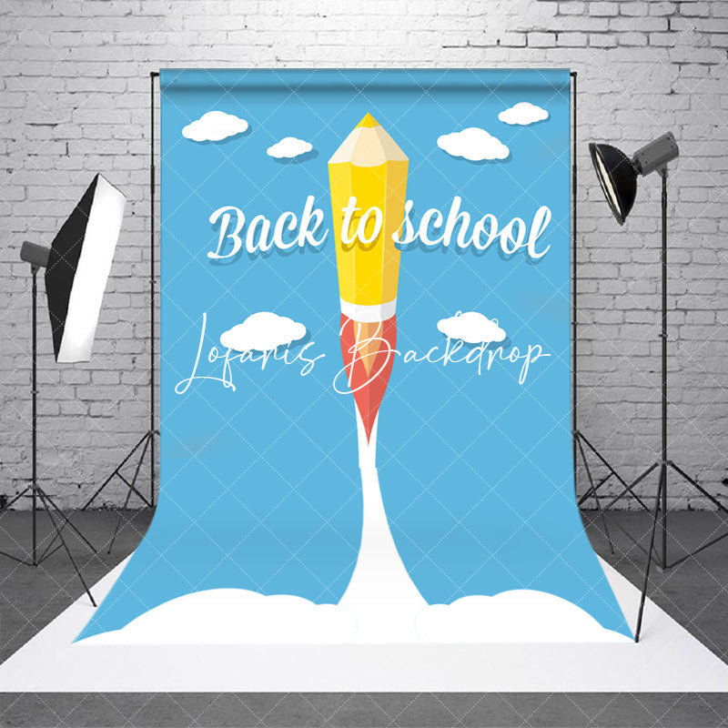 Lofaris Blue Sky Cloud Flying Pencil Back To School Backdrop