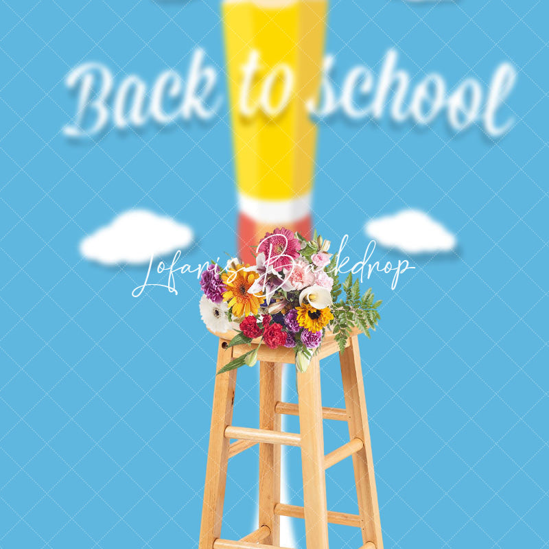 Lofaris Blue Sky Cloud Flying Pencil Back To School Backdrop