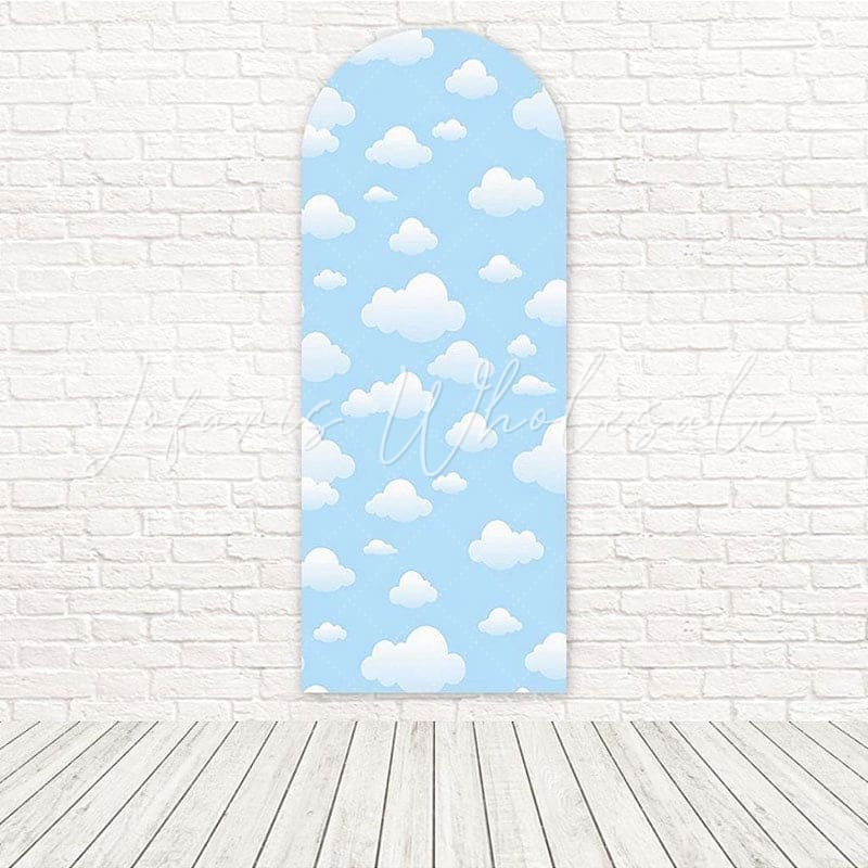 Blue Sky Clouds Peaceful Breezy Mood Arch Backdrop For Sunny Shoot