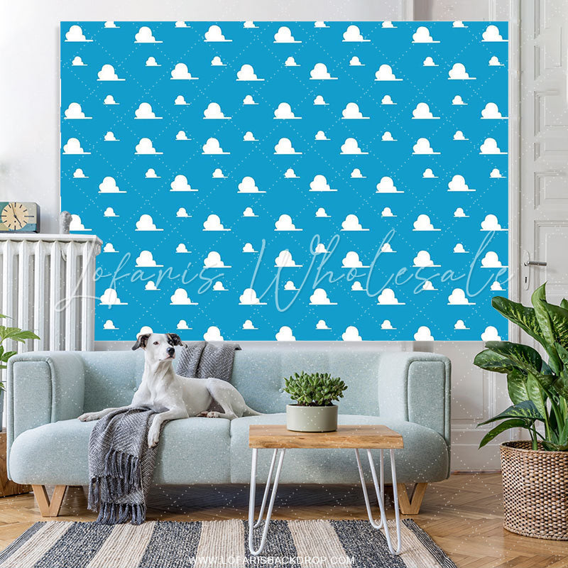 Lofaris Blue Sky White Clouds Kid Happy Birthday Party Backdrop