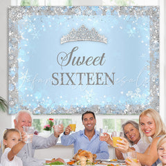 Lofaris Blue Snow and Diamond Sweet Sixteen Birthday Backdrop