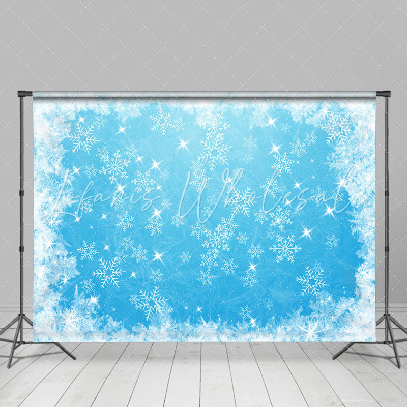 Lofaris Blue Snowflake Glitter Winter Christmas Backdrop