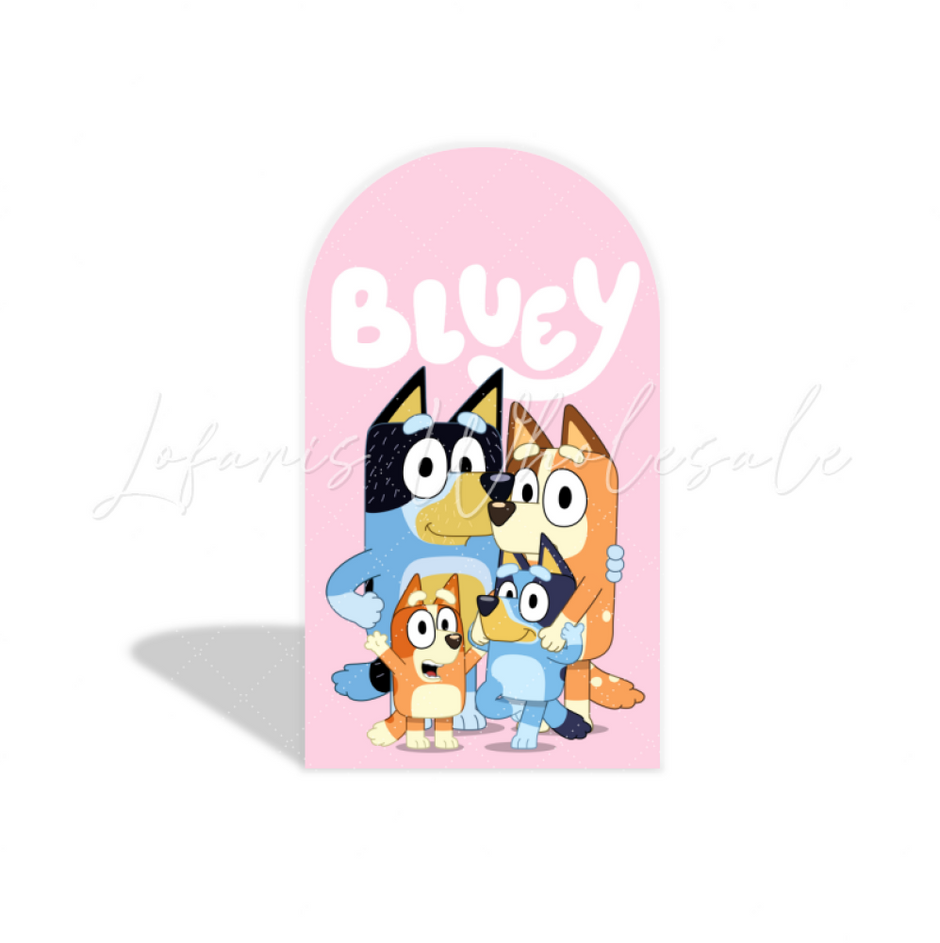 Cartoon Character Sea Blue Happy 5th Birthday Arch Backdrop Kit