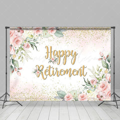 Lofaris Boho Floral Gold Happy Retirement Party Backdrop