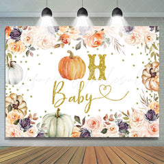 Lofaris Boho Floral Pumpkin Glitter Oh Baby Shower Backdrop