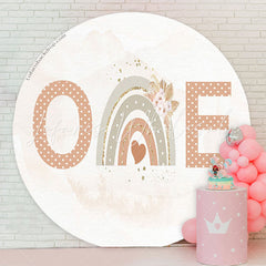 Lofaris Boho Floral Rainbow 1st Birthday Round Backdrop
