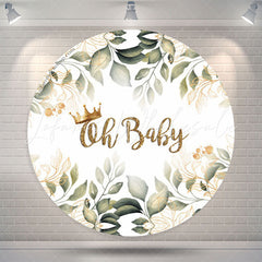 Lofaris Boho Leaves Oh Baby Shower Party Round Backdrop
