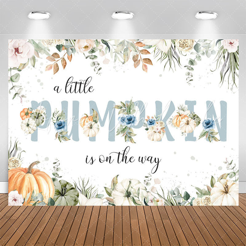 Lofaris Boho Leaves Pumpkin Floral Baby Shower Backdrop