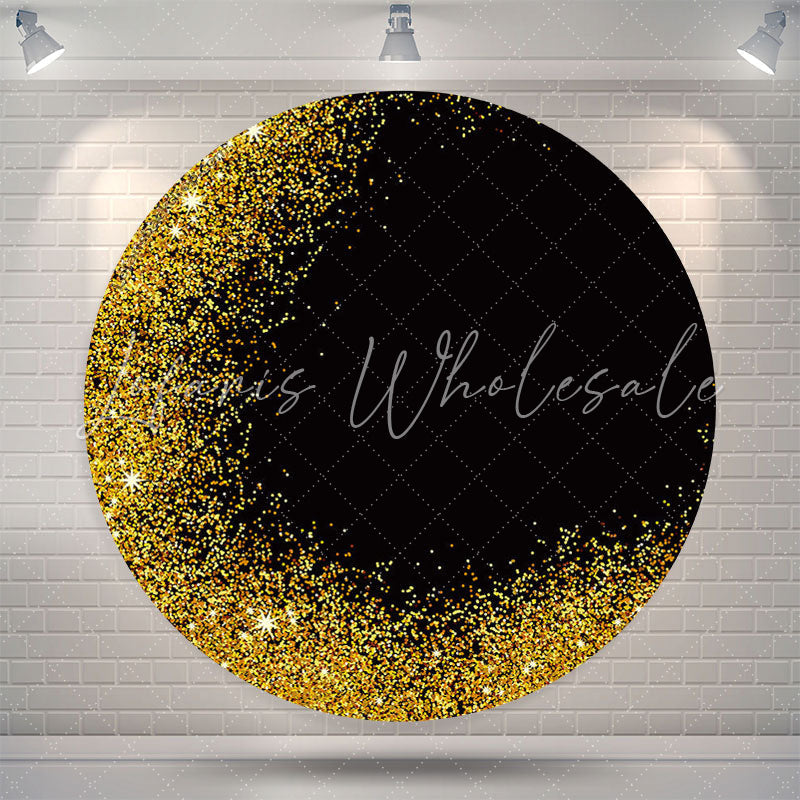 Lofaris Bokeh Gold Black Glitter Round Party Backdrop Cover