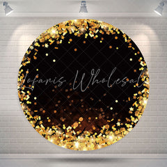Lofaris Bokeh Golden Glitter Black Round Party Backdrop