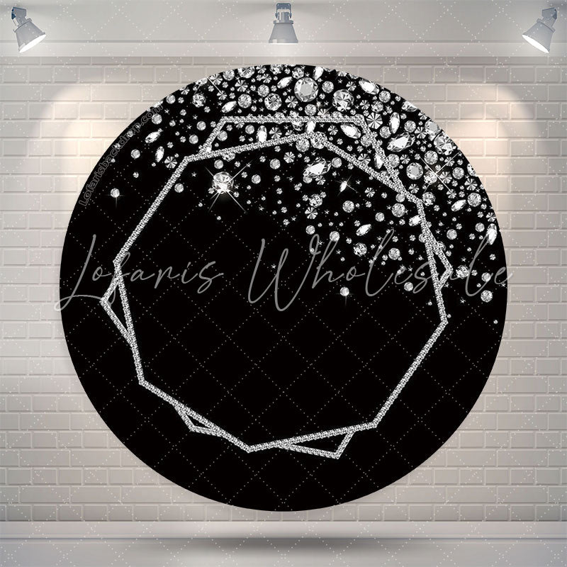 Lofaris Bokeh Silver Black Glitter Round Backdrop For Party