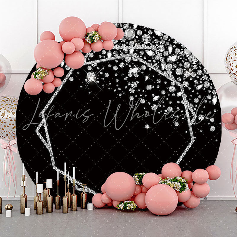 Lofaris Bokeh Silver Black Glitter Round Backdrop For Party