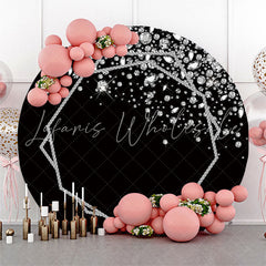Lofaris Bokeh Silver Black Glitter Round Backdrop For Party