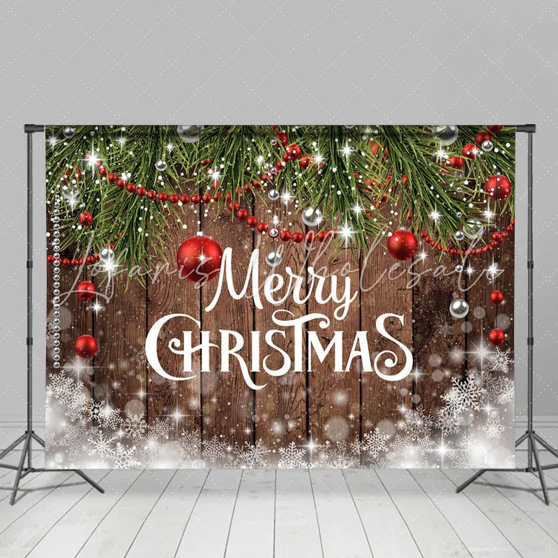 Lofaris Bokeh Snowflake Wooden Christmas Ball Holiday Backdrop