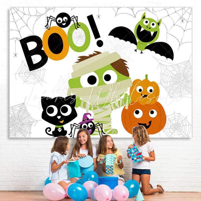 Lofaris Boo! Cute Zombies and Ghosts Halloween Party Backdrop