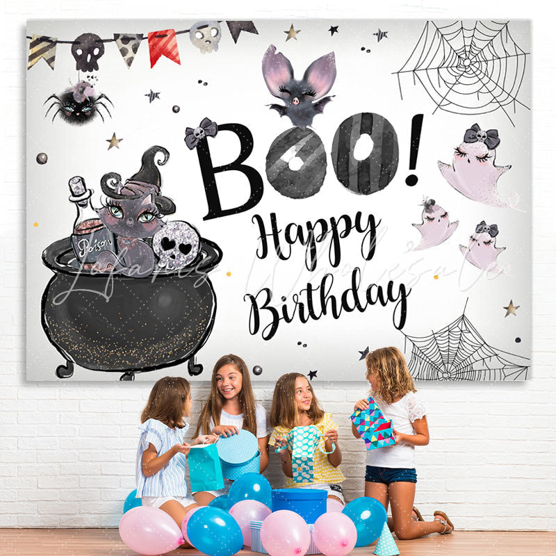 Lofaris Boo! Halloween Themed Birthday Party Backdrop for Girls