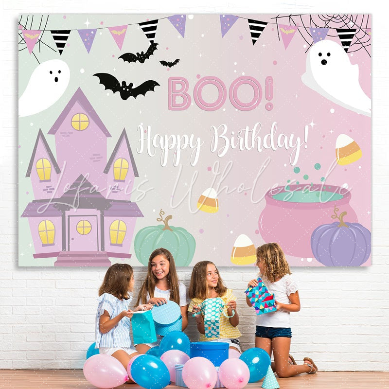Lofaris Boo Pink Halloween Themed Birthday Party Backdrop