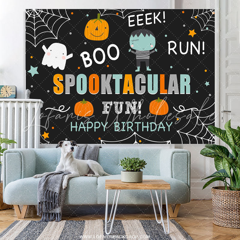 Lofaris Boo Run Spooktacular Fun Halloween Birthday Backdrop