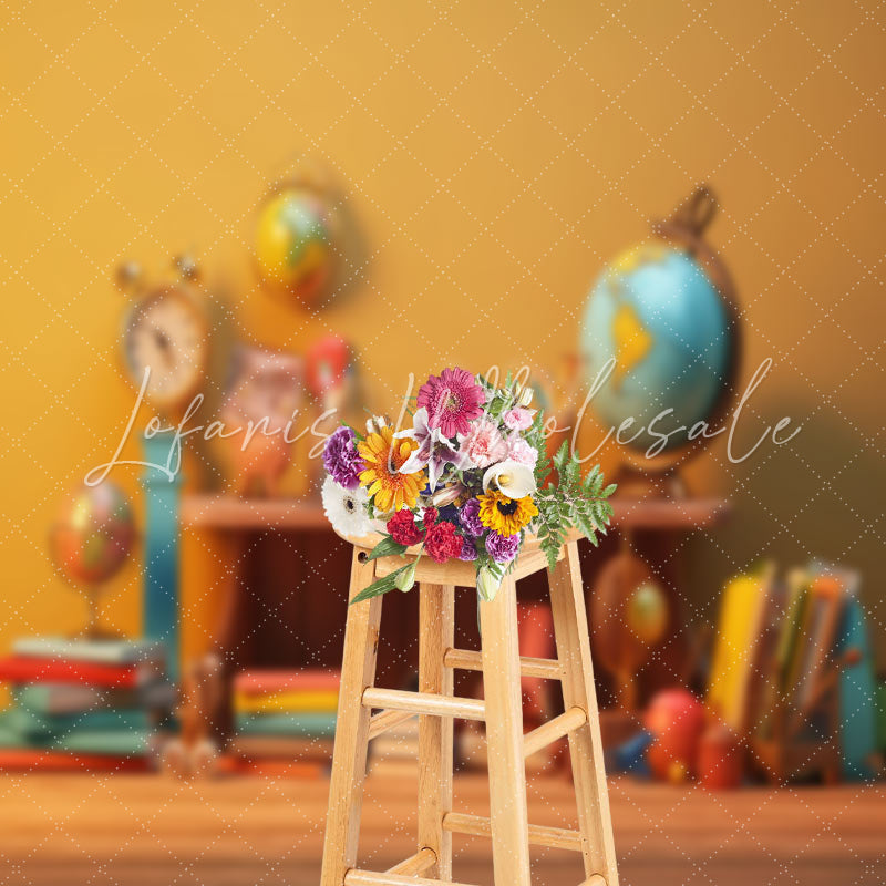 Lofaris Books Clock Pencil back to school Photo Backdrops