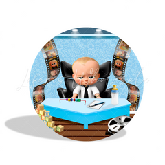 Boss Baby Birthday Party Round Backdrop Cover Plinth Cylinder Pedestal Cloth Cover
