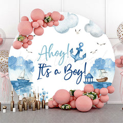 Lofaris Boy Blue Marine Beacon Baby Shower Round Backdrop
