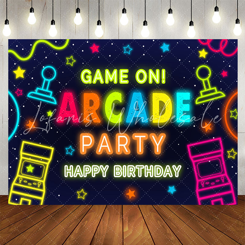 Lofaris Boy Game On Arcade Party Happy Birthday Backdrop