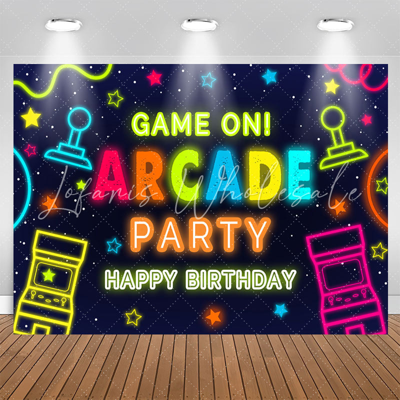 Lofaris Boy Game On Arcade Party Happy Birthday Backdrop