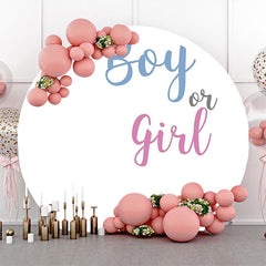 Lofaris Boy Or Girl White Round Backdrop For Gender Reveal