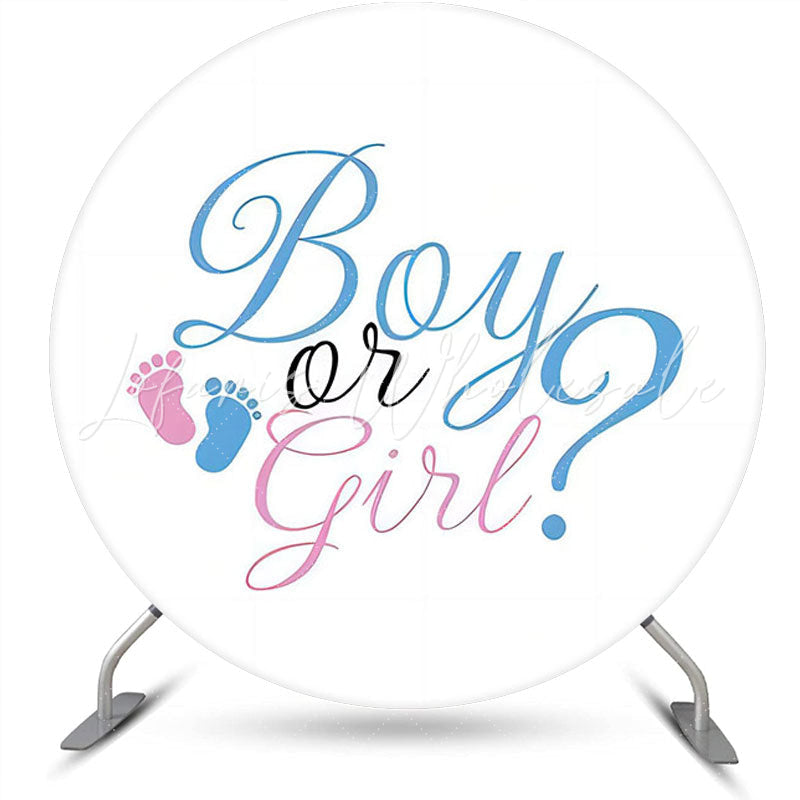 Lofaris Boys Or Girls Footprint Round Gender Reveal Backdrop