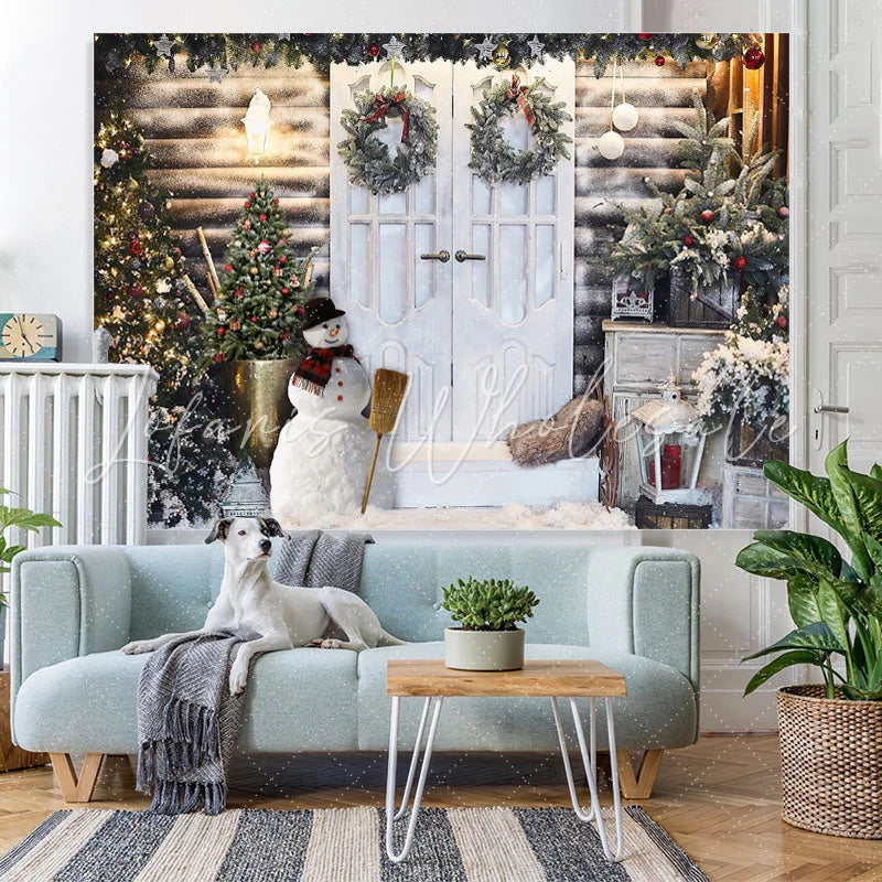 Lofaris Bright And White Christmas Trees Outside The Door